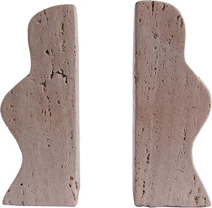 Creative Co-Op Decorative Travertine Wave Bookends, Natural, Set of 2