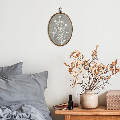 KSDUT Vintage Flower Wall Art Decor - Botanical Neutral Mid Century Modern Wall Art Canvas Frame Hanging Prints, Vintage Landscape Oval Wall Art Decor for Home Decorations 8.6"x11.4"