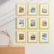 Vittanly 8x10 Picture Frames Set of 9, Shatter Resistant Plexiglass, Display 5x7 Pictures with Mat or 8x10 without Mat, Photo Frames for Wall or Tabletop, Engineered Wood, Yellow