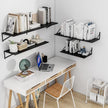 Heimlove Black Deep Floating Shelves for Wall, 36W x 12D Wood Wall Shelves Set of 2, Wide Floating Bookshelf for Living Room, Kitchen, Office, Bedroom and Decor Storage, with Metal Bracket - Black