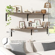 Fun Memories Floating Shelves for Wall, 12 Inch Deep Floating Shelves Set of 2, Wall Mounted Shelf with Metal Brackets, Rustic Wood Wide Shelf for Bathroom, Kitchen and Living Room, Grey, 55W x 12D