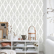 White and Silver Gray Peel and Stick Wallpaper 17.7