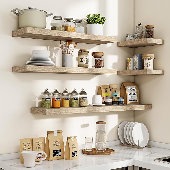 40 Inch Floating Shelves, 3D Textured Wood Grain, 40