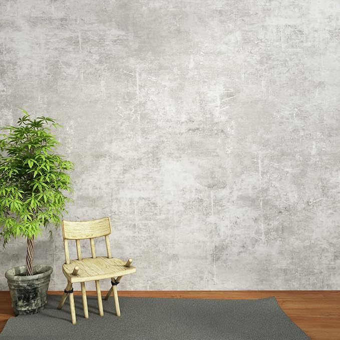 VEELIKE 15.7''x354'' Concrete Contact Paper for Countertops Waterproof Light Concrete Wallpaper Textured Peel and Stick Limewash Wallpaper Self Adhesive Cement Murals Removable for Cabinets Furniture