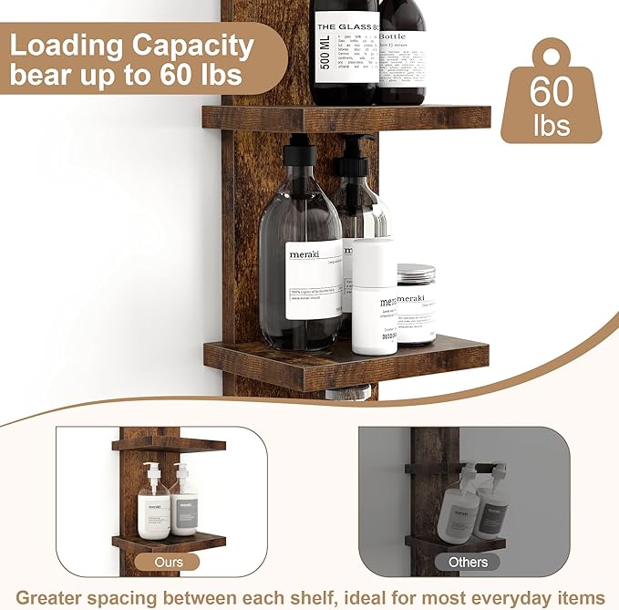 Fun Memories 7 Tier Wall Shelf Unit, Decorative Wall Mount Vertical Shelving, Floating Storage Home Decor Organizer Tall Tower Design Utility Shelving Bedroom Living Room