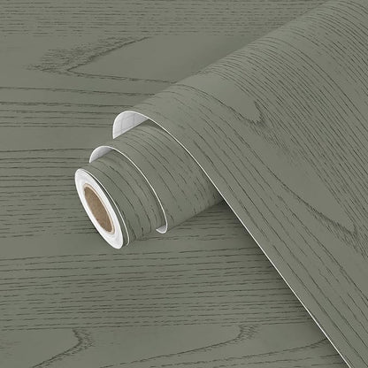 Wallercity Thick Green Wood Grain Contact Paper for Countertops Peel and Stick Green Wallpaper Self Adhesive Removable Vinyl Wrap for Counters Wood Wallpapers for Bathroom Kitchen Cabinets 15.8x236 IN