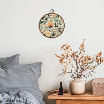 KSDUT Flower Wall Art Decor - Boho Botanical Neutral Rustic Wall Art Canvas Frame Hanging Prints, Vintage Landscape Round Wall Art Decor for Home Farmhouse Decorations 10"x10"