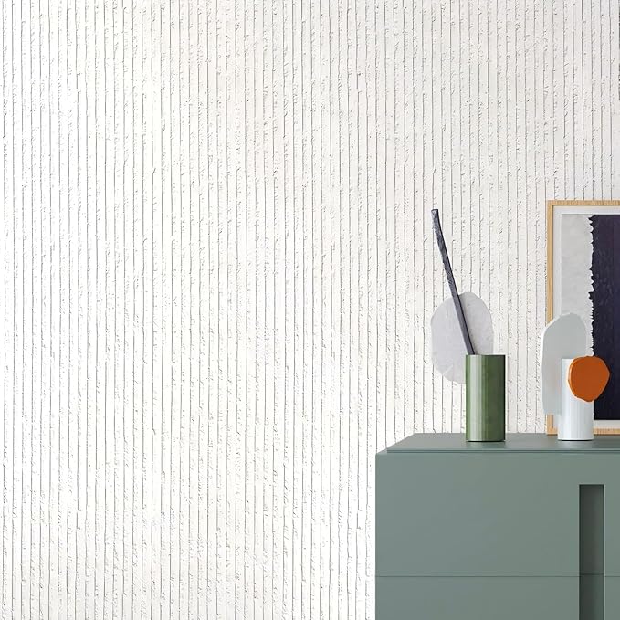 3D Faux Stone Peel and Stick Roll-15.7"x110"Thick PVC Foam Wall Paneling,DIY Self Adhesive Removable Waterproof&Sound Dampening for Cement Texture Accent Wallpaper for Living Room,Bedroom(Off-White)