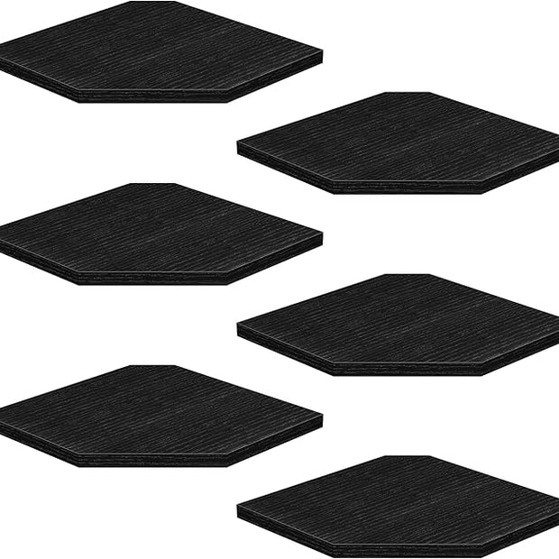 Fun Memories Corner Shelf Wall Mount, Floating Corner Shelves, Set of 6 Corner Wall Shelf Organizer, Rustic Wood Wall Storage Display Shelves for Living Room Bedroom Bathroom Kitchen, Classic Black