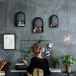 3 Set Wall Shelf 9.8 x 7.1 Inch Wooden Hanging Shelf Deep Display Storage Shelves Floating Shelves for Home Office Room Mini Figures Potted Plants Wall Decor(Arched,Black)