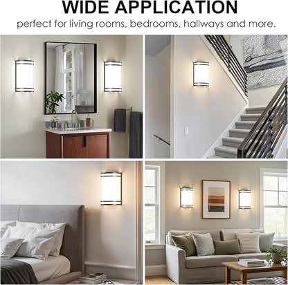 Aipsun Black Wall Sconces Set of Two, Hardwired Indoor 15W LED Modern Black Wall Sconce Lighting Dimmable Wall Lights for Living Room Hallway Bedroom