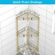 3 Tier Floor Standing Corner Shower Caddy Organizer Shelf with Hooks, Bathroom Shelves Stand Rack, Gold