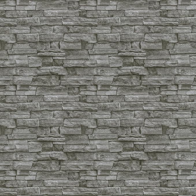 Timeet 17.7" x 393" 3D Grey Stone Wallpaper Peel and Stick Brick Self Adhesive Wall Paper Removable Waterproof Contact Paper for Bedroom Living Room Decor Vinyl Film Roll