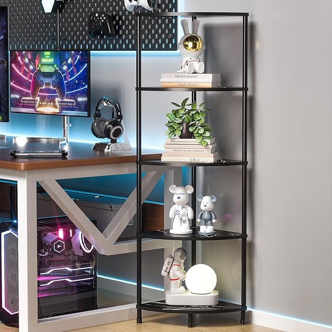 Book Shelf Corner Shelf, 5 Tier Corner Bookshelf Display for Living Room Decor, 44.1