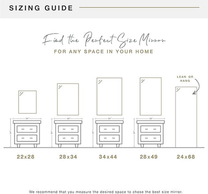 MCS Ezra 28.66x49.66 Large Wall Mirror, Gray Woodgrain & Beveled Mirror, Vertical & Horizontal Wall Hanging Mirror for Bathroom, Bedroom & Livingroom