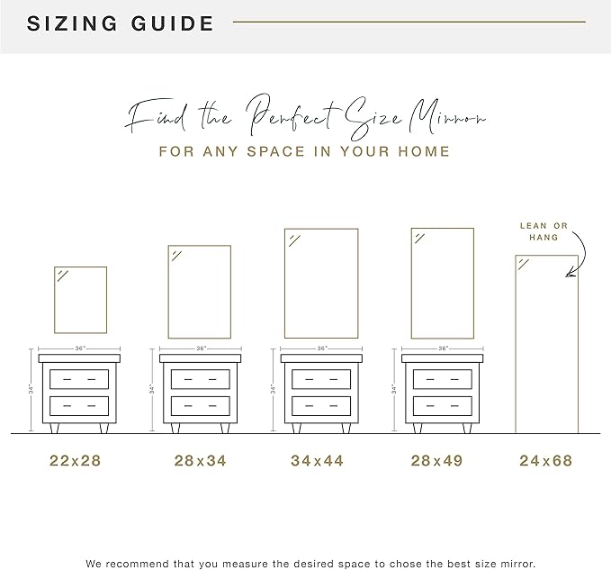 MCS Ezra 28.66x49.66 Large Wall Mirror, Gray Woodgrain & Beveled Mirror, Vertical & Horizontal Wall Hanging Mirror for Bathroom, Bedroom & Livingroom