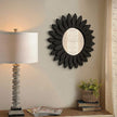 Honiway Boho Wall Decor Mirrors for Wall 2 Pack 12 inch Wood Decorative Mirror for Room Decor Rustic Farmhouse Mirror for Bedroom Bathroom Living Room Kitchen Black