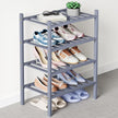 Smiry Bamboo Shoe Rack for Closet, 4 Tier Small Wooden Stackable Shoe Organizer, Free Standing Shoes Storage Shelf for Entryway, Front Door Entrance, Grey