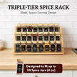 Spice Rack, Spice Organizer -3 Tier Bamboo Spice Racks, Solution for Spice Storage in Kitchens, Countertops，Storage Rooms and Other Places