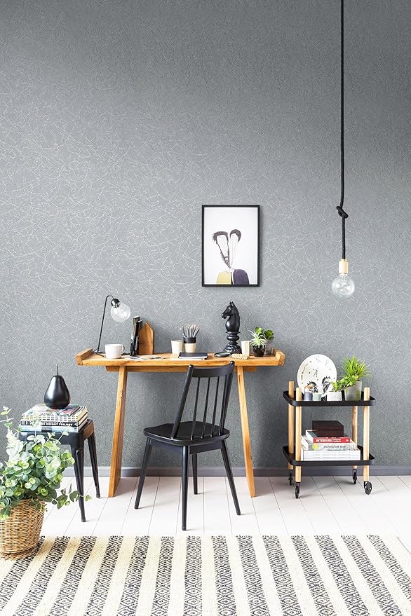 Safiyya 17.3 inch X 118 inch Peel and Stick Wallpaper Silver Grey Silk Wallpaper Textured Removable Wall Paper Self Adhesive Contact Paper for Walls Vinyl Rolls
