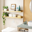 24 Inch Bamboo Floating Shelves - Picture Ledge Shelf with Lip Set of 2, Hanging Bamboo Wall Shelf for Storage, Natural Wood Floating Shelves for Living Room, Bedroom, Kitchen