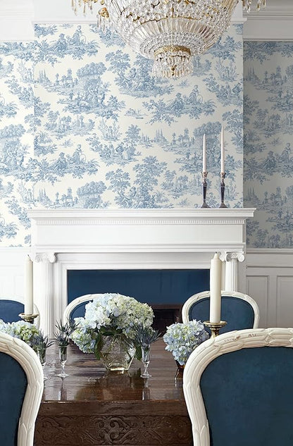 NextWall Chateau Toile Peel and Stick Wallpaper (Blue Bell)
