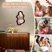 Mirror Wall Decor for Home Office Apartment, Asymmetrical Decorative Mirror for Entryway Porch Fireplace, Irregular Hanging Wall Art Sculpture for Christmas (Wine Red)
