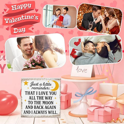 Valentines Desk Decor, Valentine's Day Home Office Table Sign for Wife Daughter from Dad Husband, Valentine Gifts Decorations for Porch Tiered Tray Shelf Party, Little Reminder That I Love You