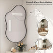 48x27 Black Irregular Wall Mirror, Black Matte Asymmetrical Bathroom Mirror, Decorative Aluminum Frame for Bathroom Bedroom Entryway, Shatterproof, Anti-Rust (Horizontally/Vertically)