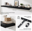 Fun Memories 72 Inch Fireplace Mantel Shelf, 12 Inch Deep Shelves for Display & Wall Storage, Rustic Wood Wall Shelf, Extra Long Floating Shelves for Living Room Laundry Room, Black, Set of 1