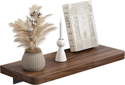 Danpoo 12 inch Solid Walnut Floating Shelf - Versatile Wall Shelf for Kitchen, Bathroom, Office, Displaying Books, Decor, and Plants