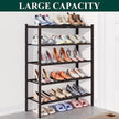 Smiry Bamboo Shoe Rack for Closet, 5 Tier Wooden Stackable Shoe Organizer, Free Standing Shoes Storage Shelf for Entryway, Front Door Entrance, Brown