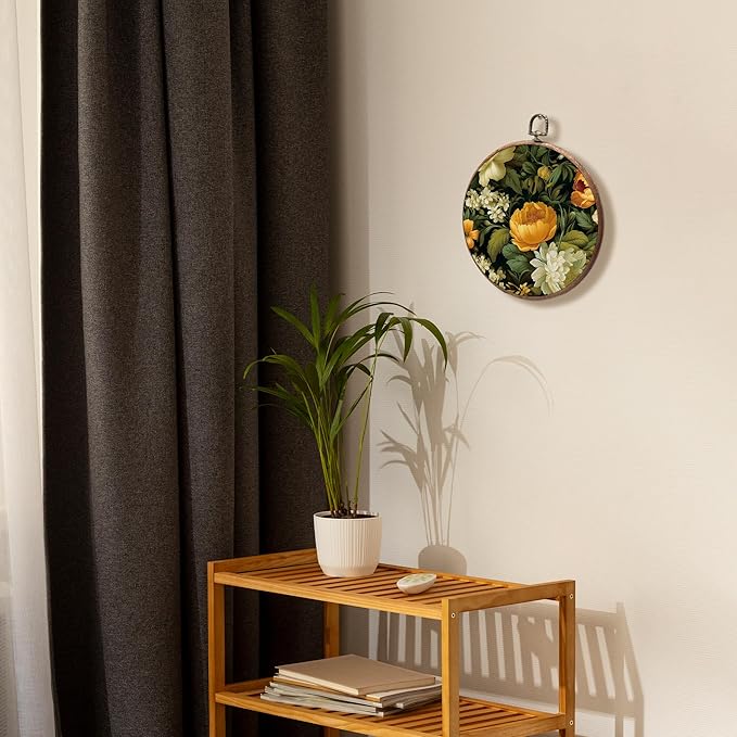 KSDUT Rustic Flower Wall Art Decor - Botanical Neutral Mid Century Modern Wall Art Canvas Frame Hanging Prints, Vintage Retro Round Wall Art Decor for Home Decorations 10
