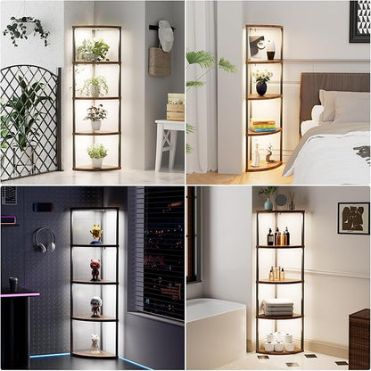 4-Pack Under Shelf Lighting for 5 Tier Corner Shelf Stand,Ultra-Bright 10 Dimmable Slim Stick on Lights,3-Color Timer 3/9/12H,Decor Lights for Living Room, Bedroom,Kitchen Storage Display Rack