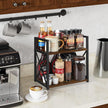 YINMIT Countertop Shelf Organizer,Coffee Bar Accessories,Spice Rack,Coffee Counter Shelf,2 Tier Coffee Organizer Station for Mugs,Cups,Cream,Syrup(Rustic Brown, Medium)