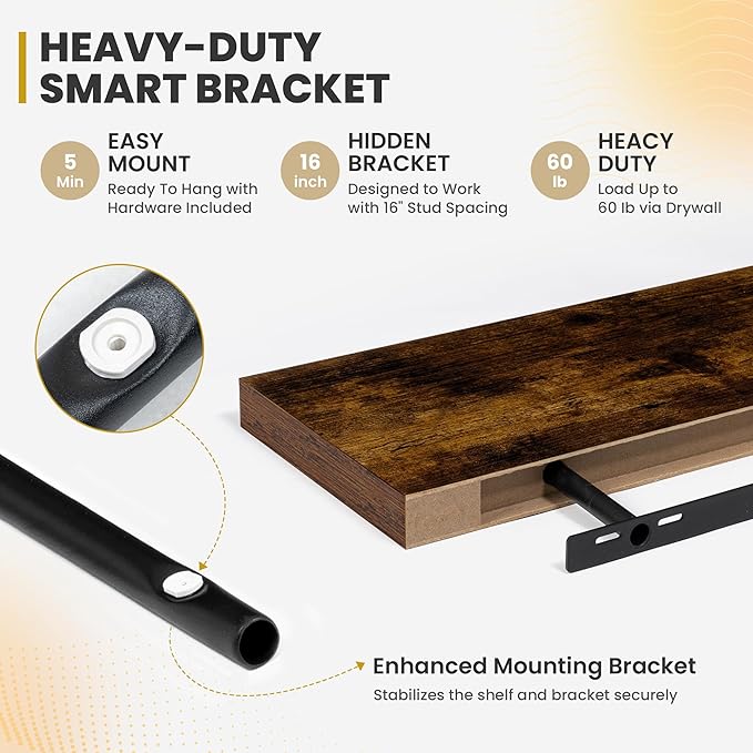 36 Inch Floating Shelves, 9.3