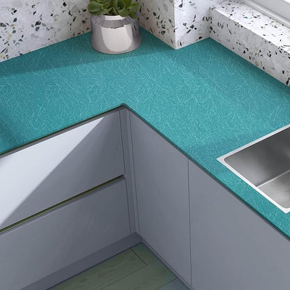Teal Peel and Stick Self Adhesive Wallpaper - Removable Waterproof Bathroom Countertop Contact Paper 15.7" X 118" - Kitchen Vinyl Wrap for Cabinet Countertops - Wall Cover Counter Top Paper