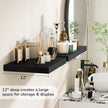 Fun Memories Floating Shelves - 2 Pack 12 Inch Deep Rustic Wooden Wall Shelves - Extra Deeper & Thicker Wall Mounted Storage Shelf for Kitchen, Farmhouse - 16