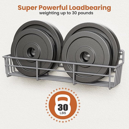 5 Pack Spice Rack Seasoning Organizer Wall Mount, Screw or Adhesive Hanging Shelf Basket Spice Organizer Shelf for Kitchen, Gray