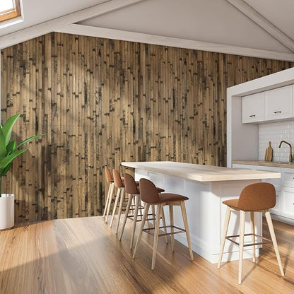 Art3d Natural Bamboo Wall Panel for Interior Wall Decor, Renewable Pole Wrap Wainscoting Paneling for Wall Ceiling Furniture Cabinet Office, 48 x 96 Inch - Dark Burned
