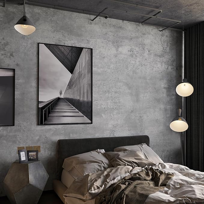 TOTIO Extra Wide Concrete Peel Stick Wallpaper Grey 3D Cement Look Contact Paper 32x78inch Matte Thicken Adhesive Waterproof DIY Vinyl Wrap for Apartment Office Retro Industrial Style Misty Gray
