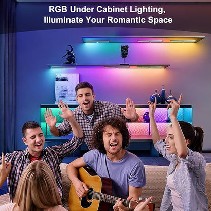 Under Cabinet Lights with Remote Control,15 Colors Under Cabinet Lighting Wireless,Rechargeable Battery LED RGB Night Light Bar withTimer,Dimmable Under Counter Lights for Indoor Kitchen,3Pack