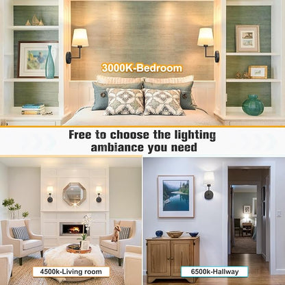 VOLISUN Battery Operated Wall Sconce Set of Two,Black Wireless Sconces Set of 2 Rechargeable,Battery Operated Wall Lights for Bedroom Living Room Hallway(9 Colors)