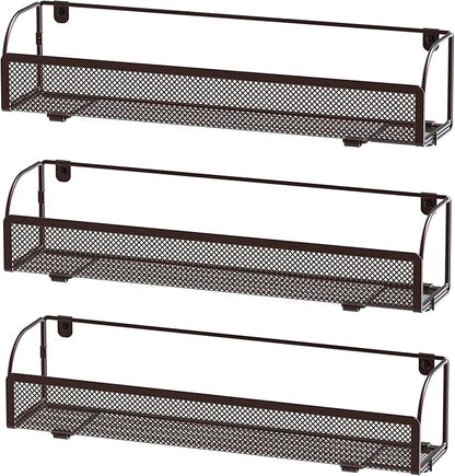 Simple Houseware Wall Mounted Spice Rack Shelves Organizer, Bronze, 3-Pack