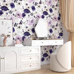 Floral Peel and Stick Wallpaper,Purple/White/Pink Watercolor Flower Contact Paper, Botanical Wall Paper Mural Self Adhesive Removable Waterproof for Bedroom Shelves Cabinet Drawer Table 17.5