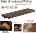 Danpoo 16 inch Solid Walnut Floating Shelf - Large, Heavy Duty Wall Shelf for Kitchen, Living Room, Bathroom, Built to Hold Books, Kitchenware, & Heavy Decor