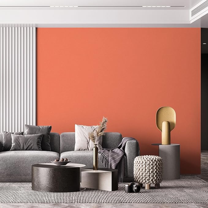 Amiya Orange Peel and Stick Wallpaper Solid Color Textured Contact Paper Pure Orange Self Adhesive Wallpaper Matte Removable Wall Paper Decorative Walls Decal Vinyl Roll A Set of15.7×480