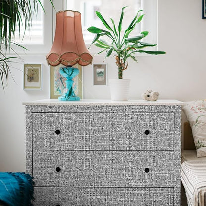 WADILE Grasscloth Peel and Stick Wallpaper 15.7in x 787.4in, Textured Contact Paper for Cabinets, Faux Linen Wall Paper Pull and Stick, Fabric Vinyl Wallpaper Self Adhesive Dark Gray