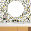 Vintage Leaf Wallpaper Peel and Stick,Green Yellow Floral Contact Paper 17.5