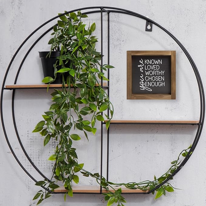 You Are Known Loved Worthy Chosen Enough Inspirational Sign, 6 Inch Wooden Positive Affirmations Wall Art Decor, Office Bedroom Bathroom Table Shelf Home Decorations